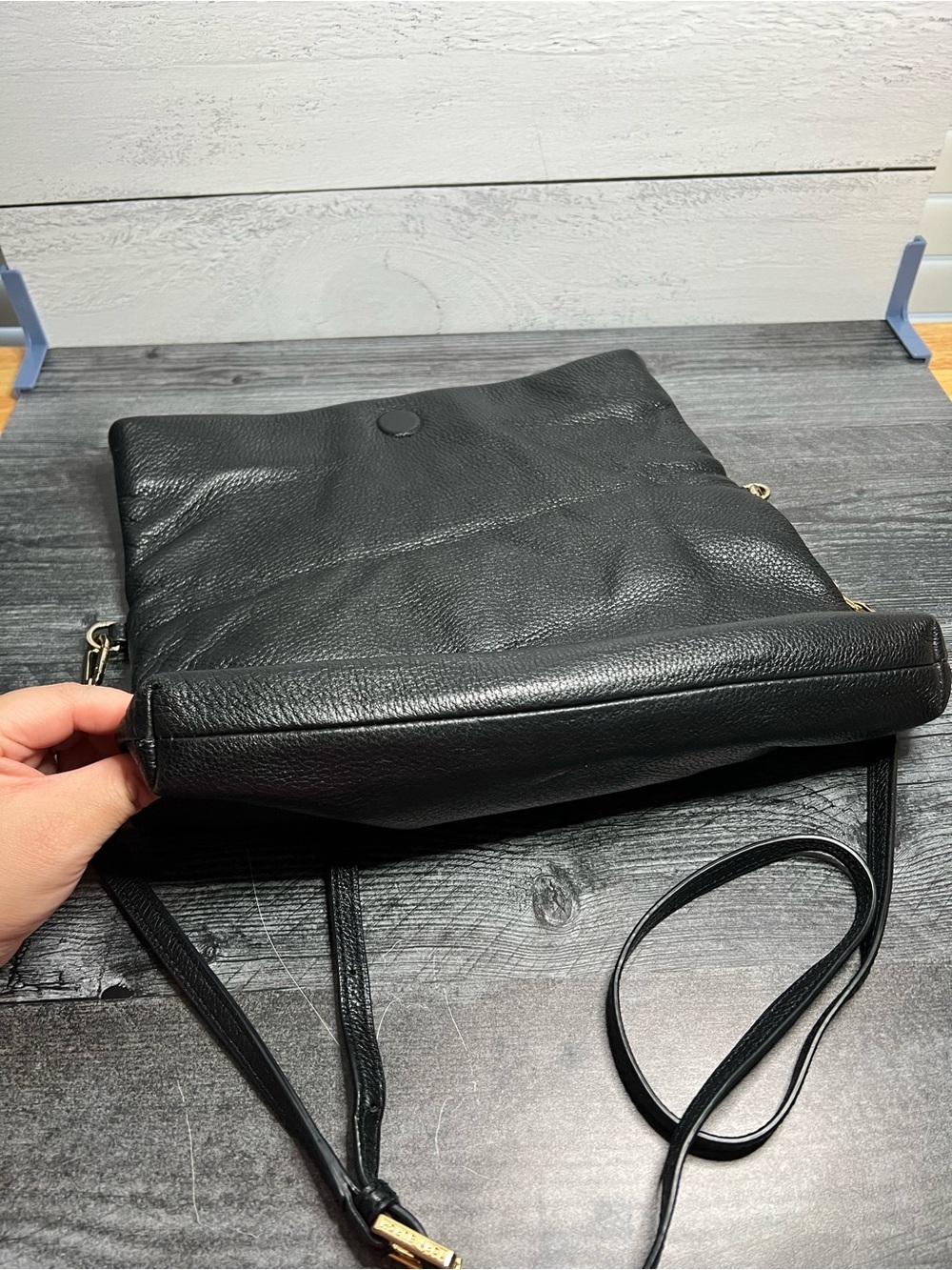 Tory Burch Black Leather Fold-Over Crossbody - Picture 6 of 6